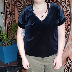 Dark Teal Velvet V neck